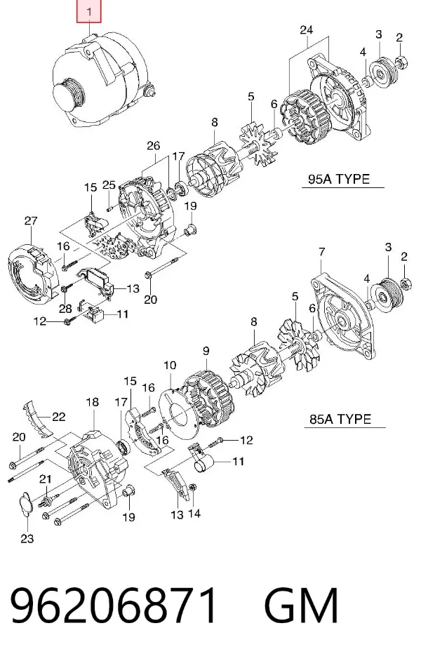 Alternador 96206871 General Motors