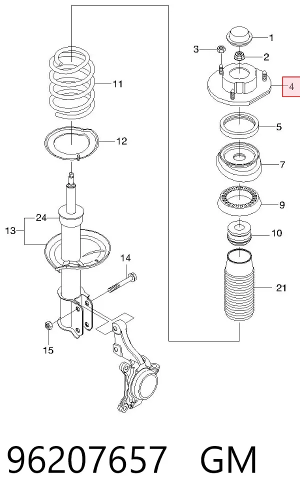 Soporte del amortiguador delantero 96207657 General Motors