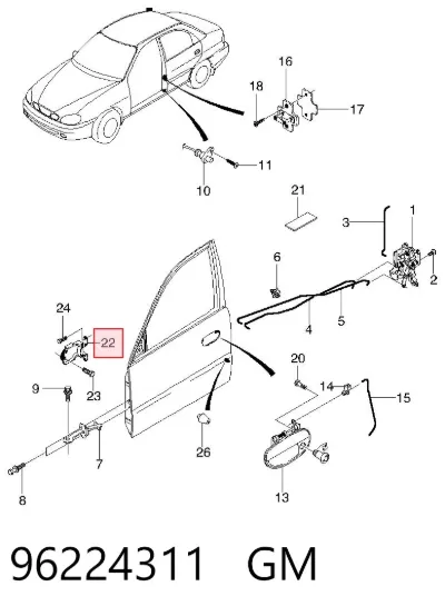 Bisagra de puerta delantera GM 96224311