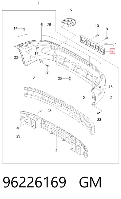 Soporte de matrícula delantera GM 96226169