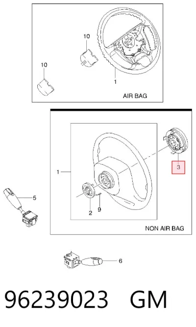 Tapa de airbag del volante GM 96239023
