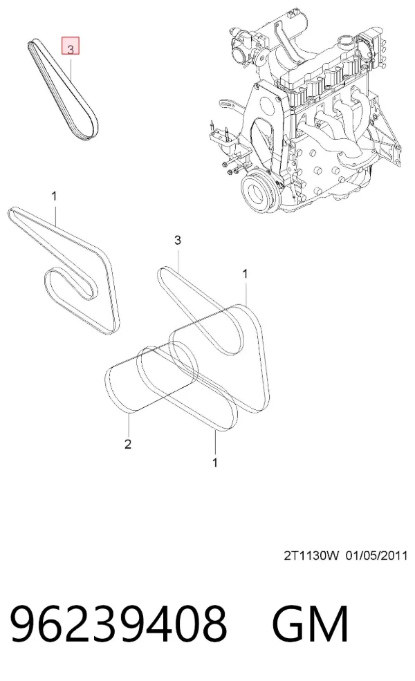 Correa de alternador 96239408 General Motors