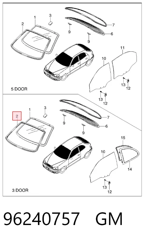 Moldura de parabrisas 96240757 General Motors