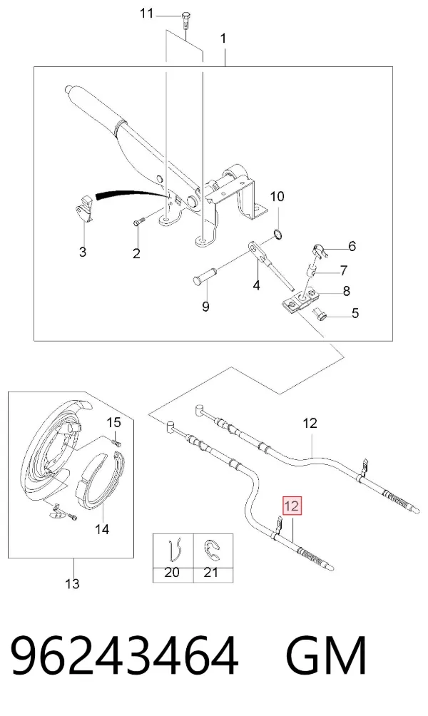 Cable de freno de mano trasero derecho/izquierdo 96243464 General Motors