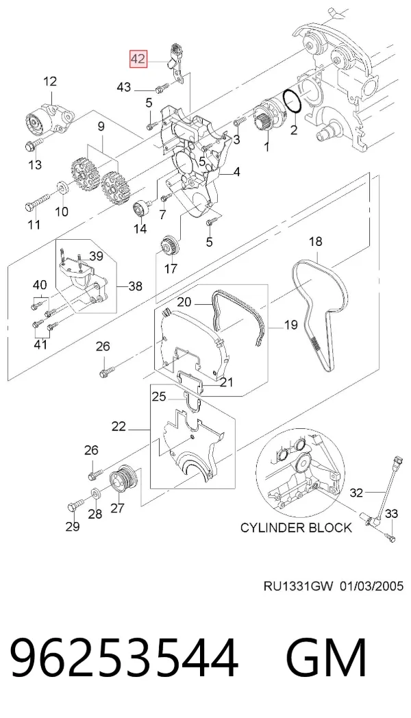 Sensor de árbol de levas 96253544 General Motors
