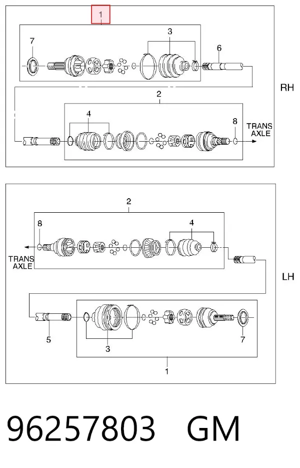 Junta homocinetica 96257803 General Motors