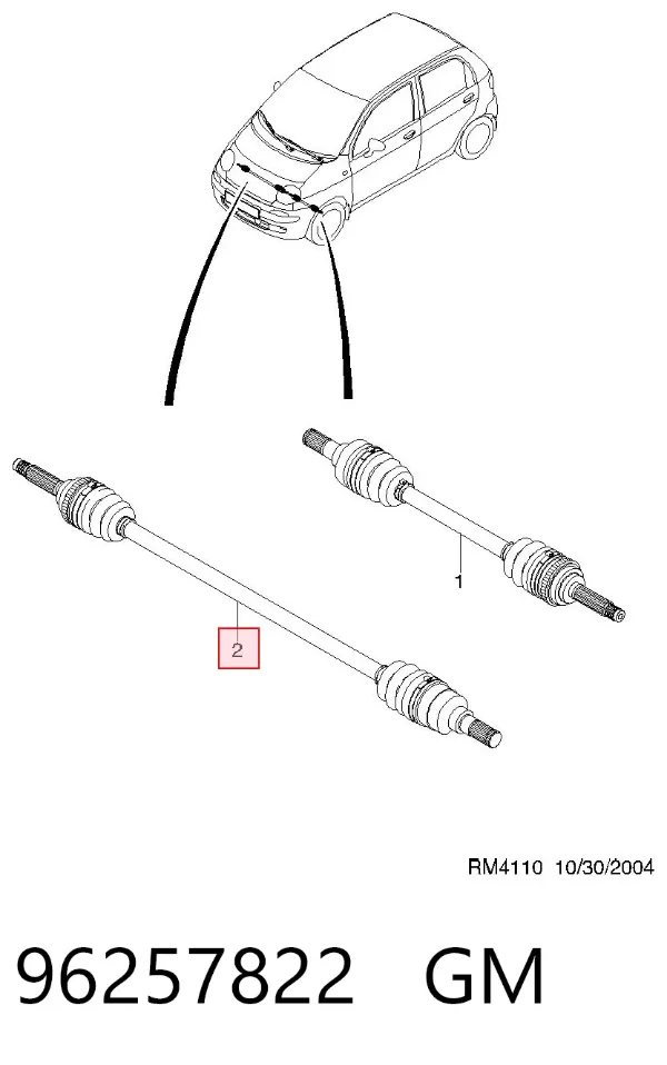 Semieje delantero derecho 96257822 General Motors
