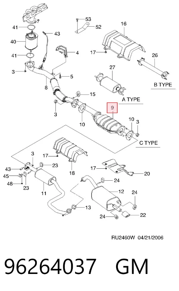 Catalizador 96264037 General Motors