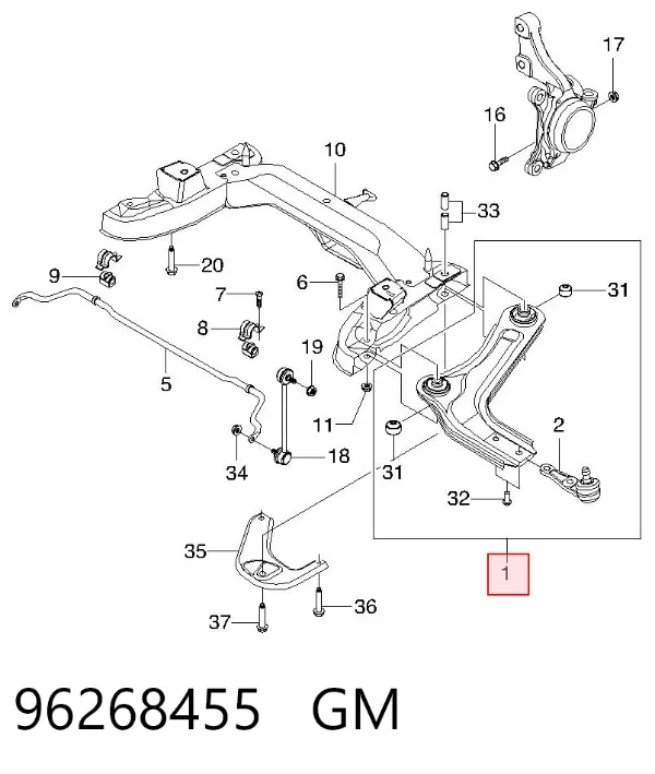 Brazo inferior derecho de la suspensión delantera 96268455 General Motors