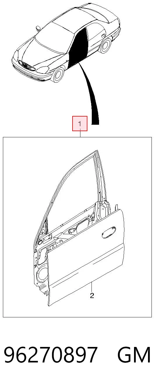 Puerta delantera derecha 96270897 General Motors