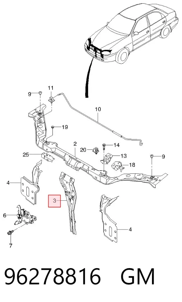 Soporte de radiador Daewoo Lanos KLAT