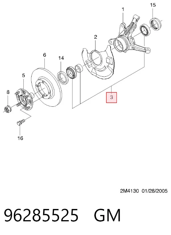 Cojinete de rueda delantero 96285525 General Motors