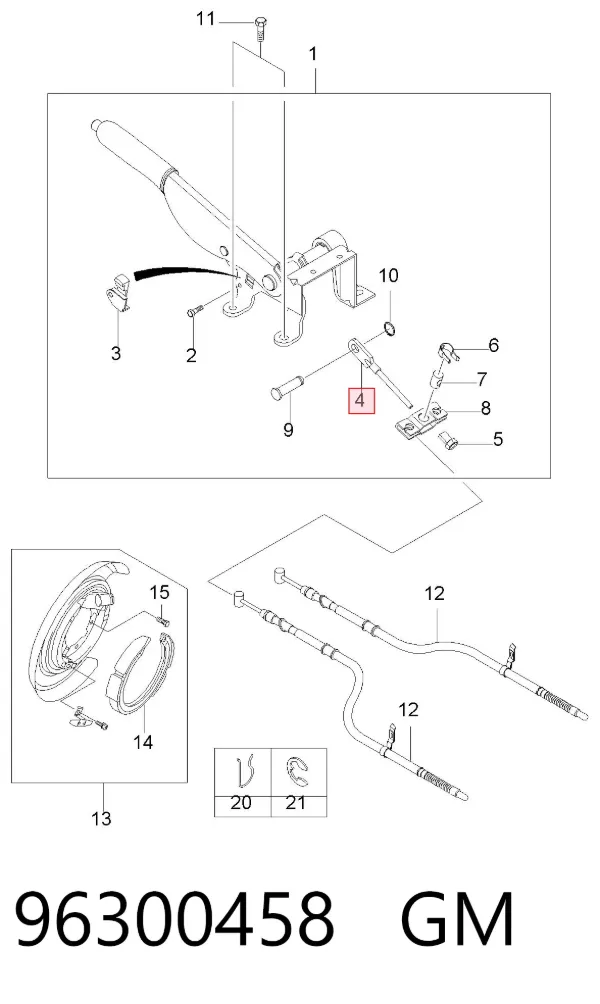 Cable de freno de estacionamiento delantero 96300458 General Motors
