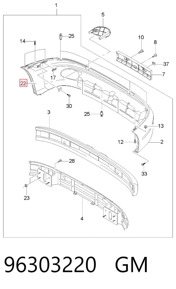 Soporte de parachoques delantero izquierdo 96303220 General Motors