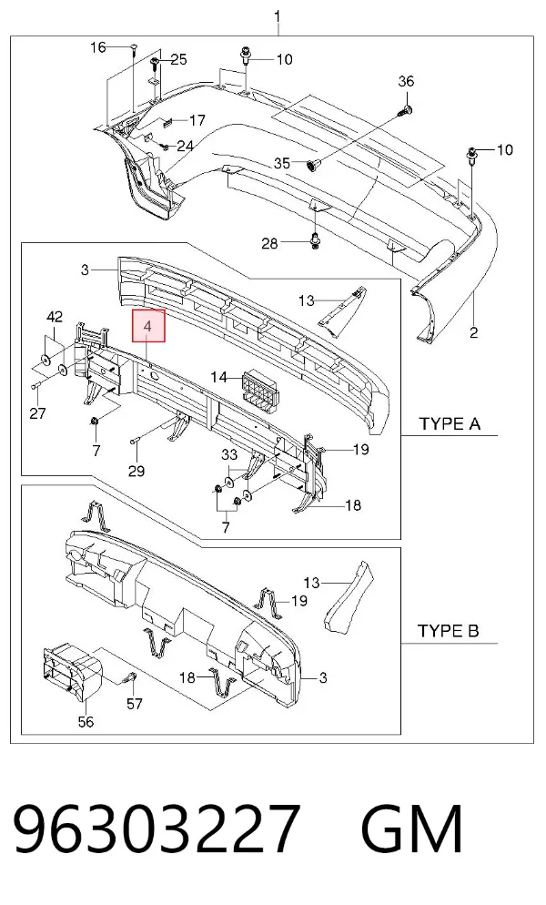 Refuerzo parachoques trasero Daewoo Lanos KLAT