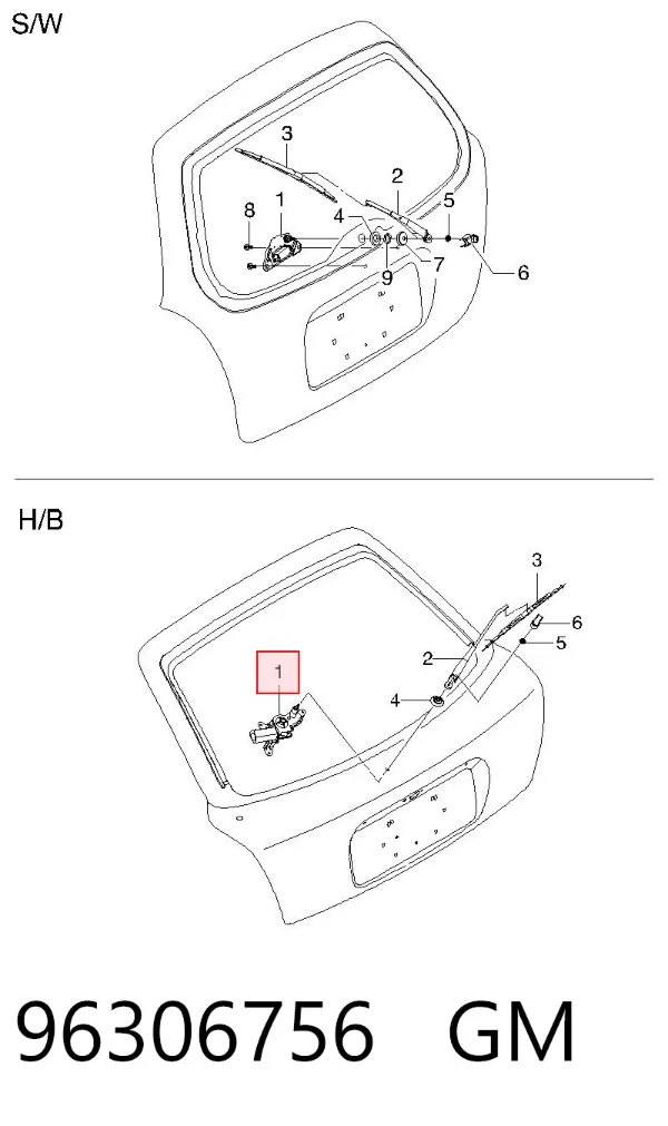 Motor limpiaparabrisas, trasera 96306756 General Motors