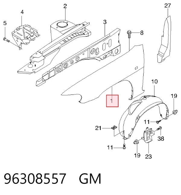 Aleta 96308557 General Motors
