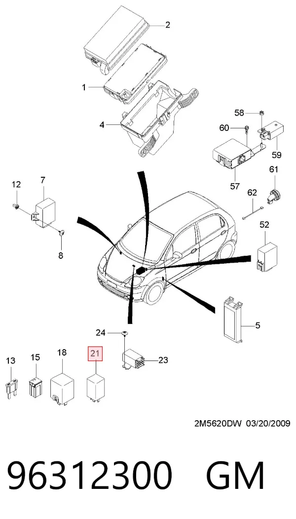 Relé de intermitencia del limpiaparabrisas Chevrolet Spark (Matiz) M200, M250