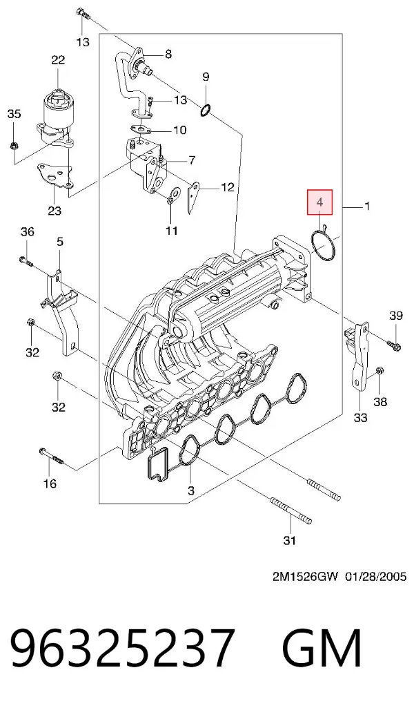 Junta cuerpo mariposa Chevrolet Aveo I