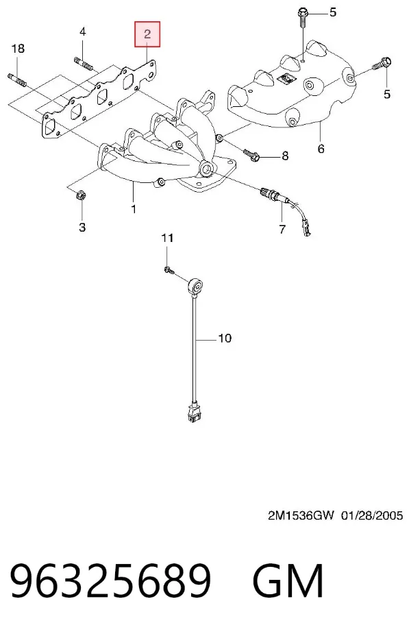 Junta colector escape 96325689 General Motors