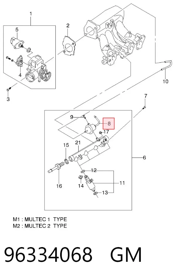 Regulador de presión de combustible 96334068 General Motors