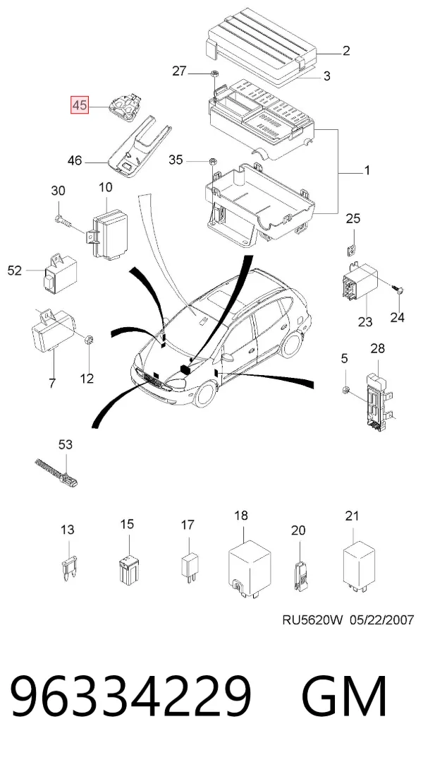Sensor de lluvia 96334229 General Motors