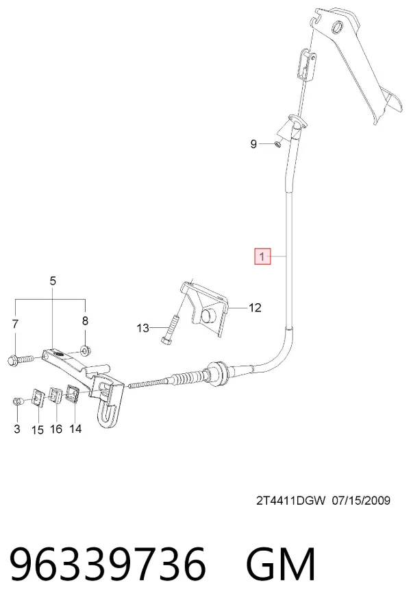 Cable de embrague 96339736 General Motors