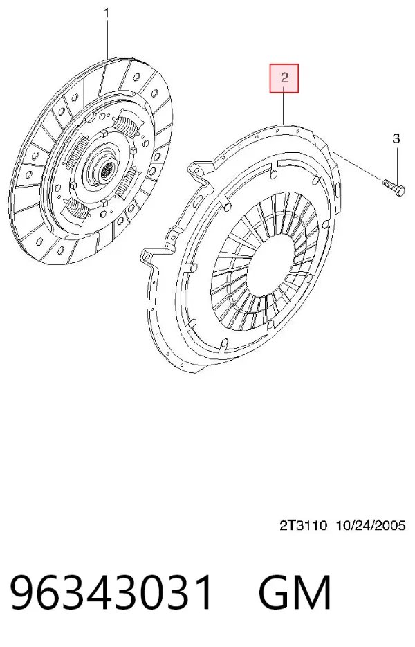 Plato de presión de embrague 96343031 General Motors