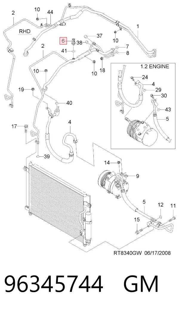 Sensor de presion de aire acondicionado 96345744 General Motors