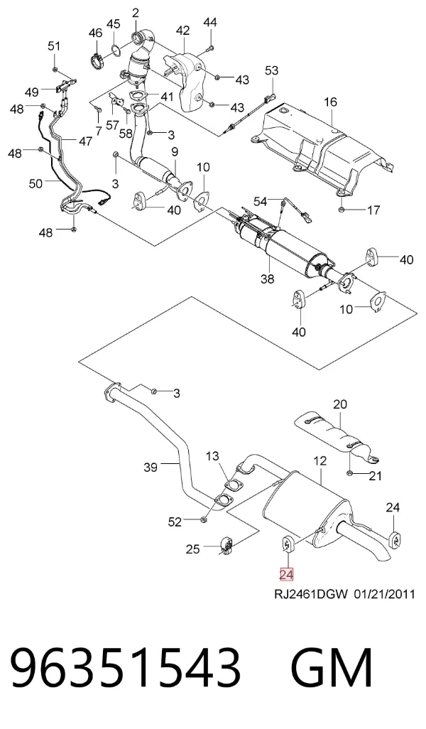 Soporte escape 96351543 General Motors