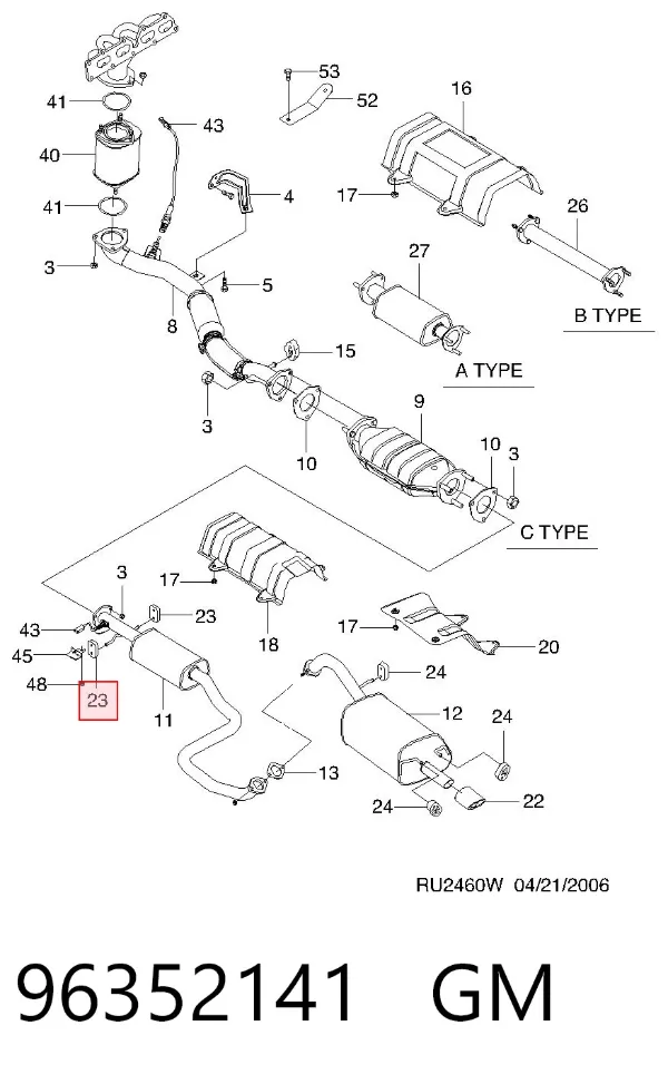 Soporte escape 96352141 General Motors