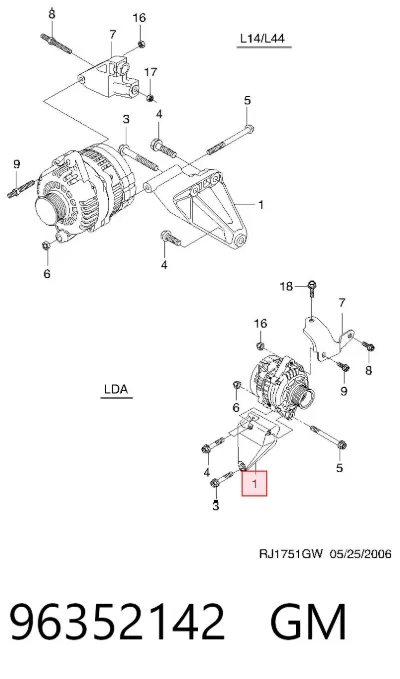 Soporte del alternador GM 96352142