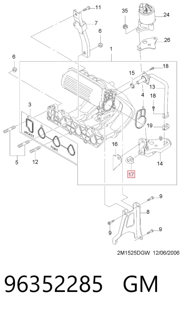 Junta colector escape 96352285 General Motors