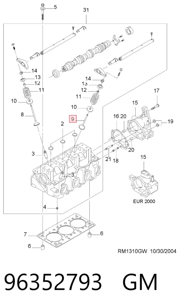 Válvula escape 96352793 General Motors