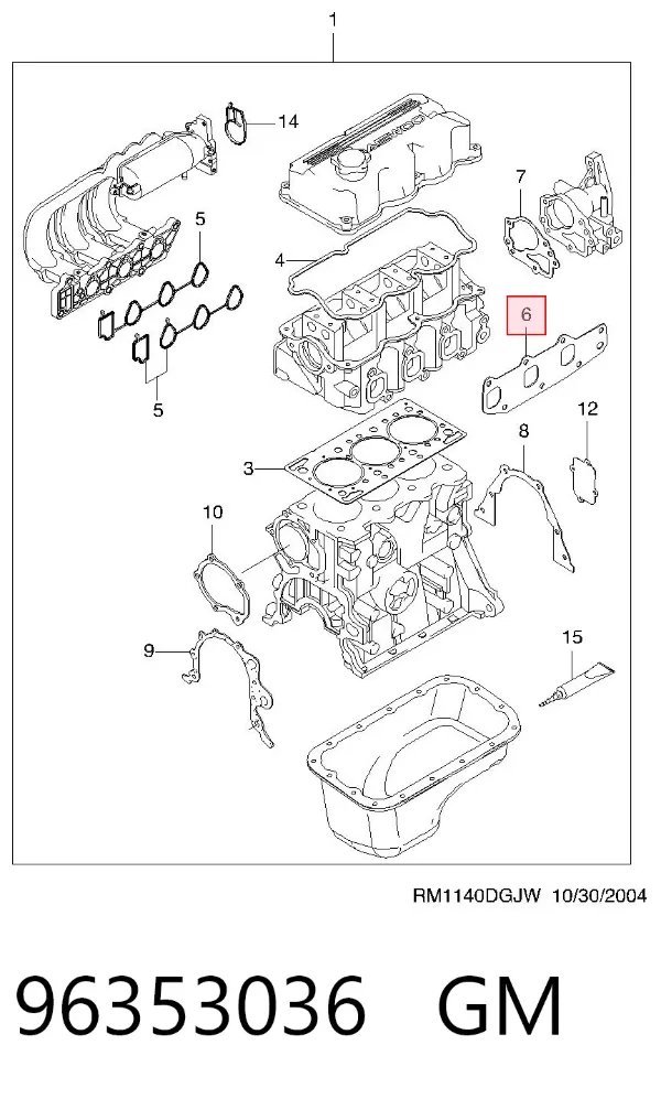 Junta colector escape 96353036 General Motors