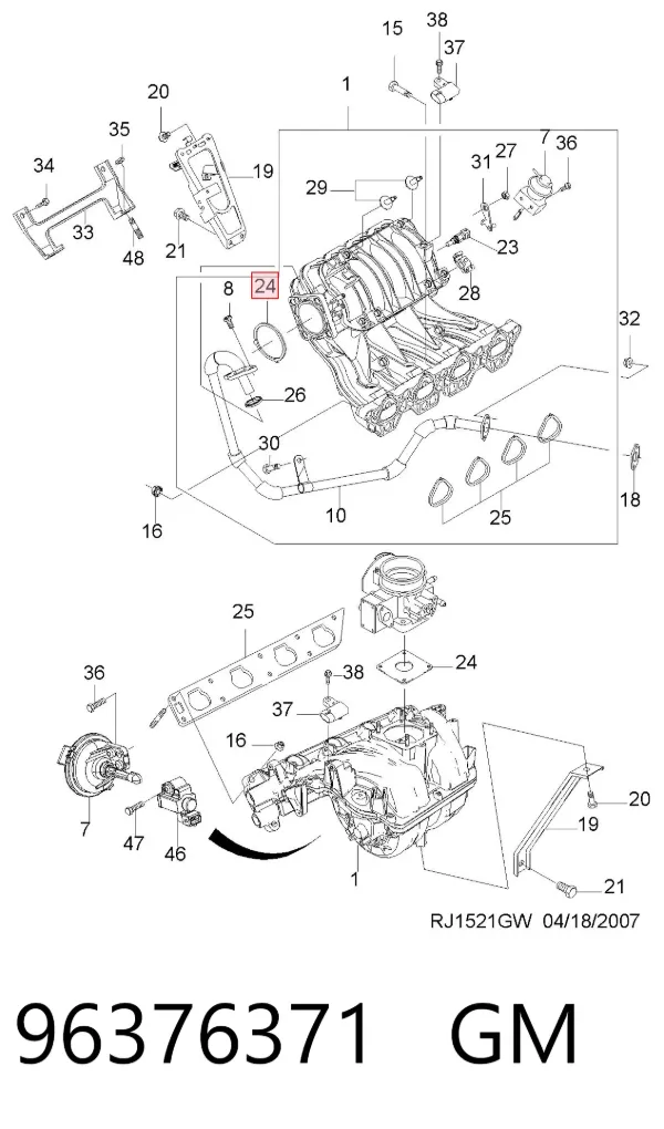 Junta cuerpo mariposa 96376371 General Motors