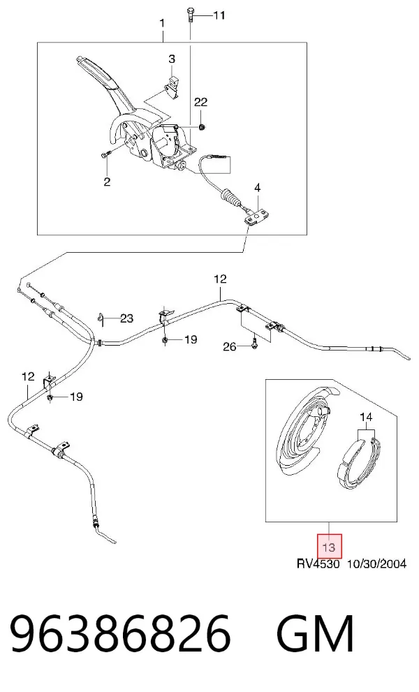 Kit reparación del freno de mano 96386826 General Motors