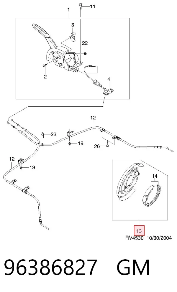 Kit reparación del freno de mano 96386827 General Motors