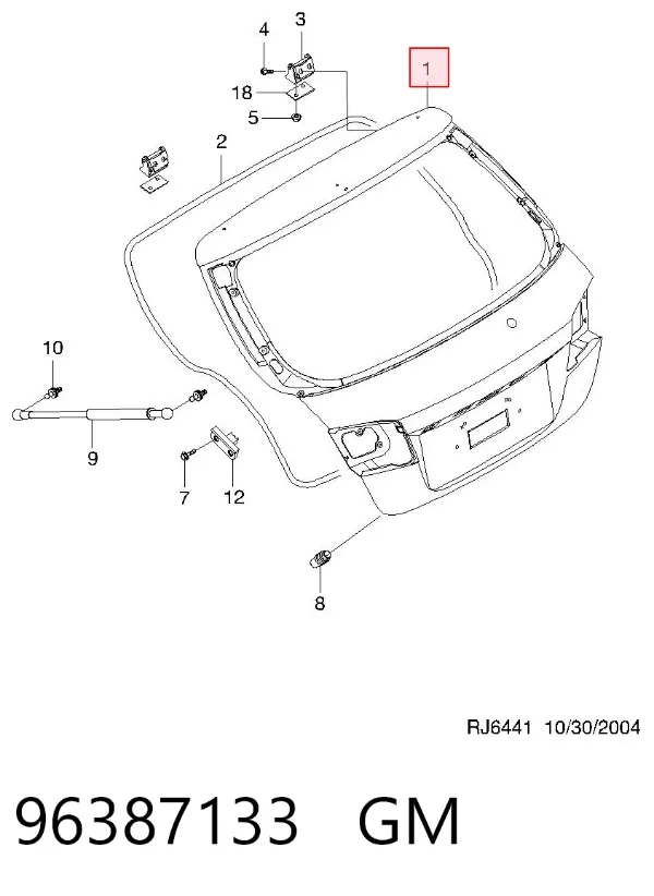 Puerta trasera Chevrolet Lacetti J200