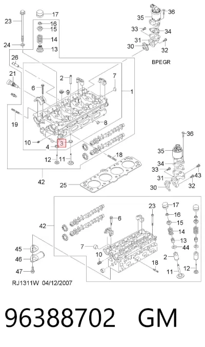 Asiento de válvula de admisión GM 96388702