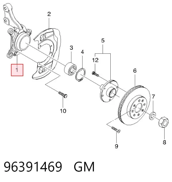 Mangueta delantera izquierda 96391469 General Motors