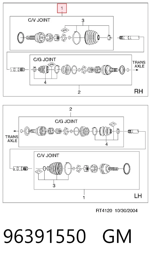 Junta homocinetica 96391550 General Motors