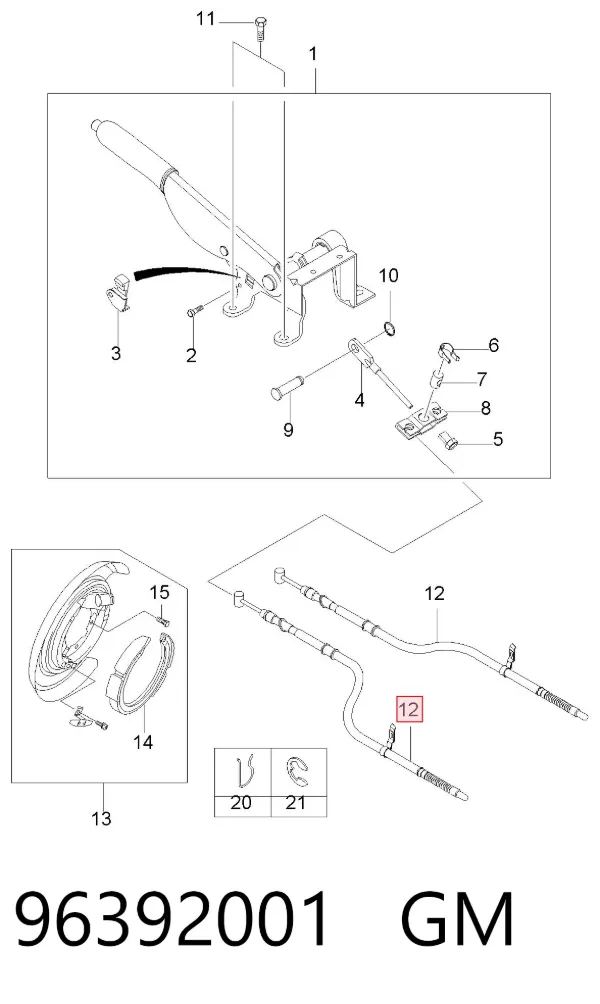 Cable de freno de mano trasero derecho 96392001 General Motors