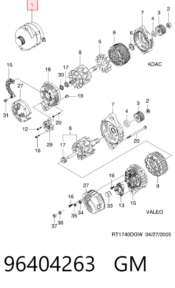 Alternador 96404263 General Motors