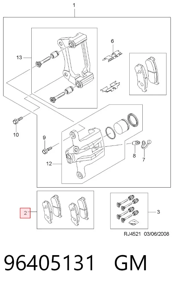 Pastillas de freno traseras 96405131 General Motors
