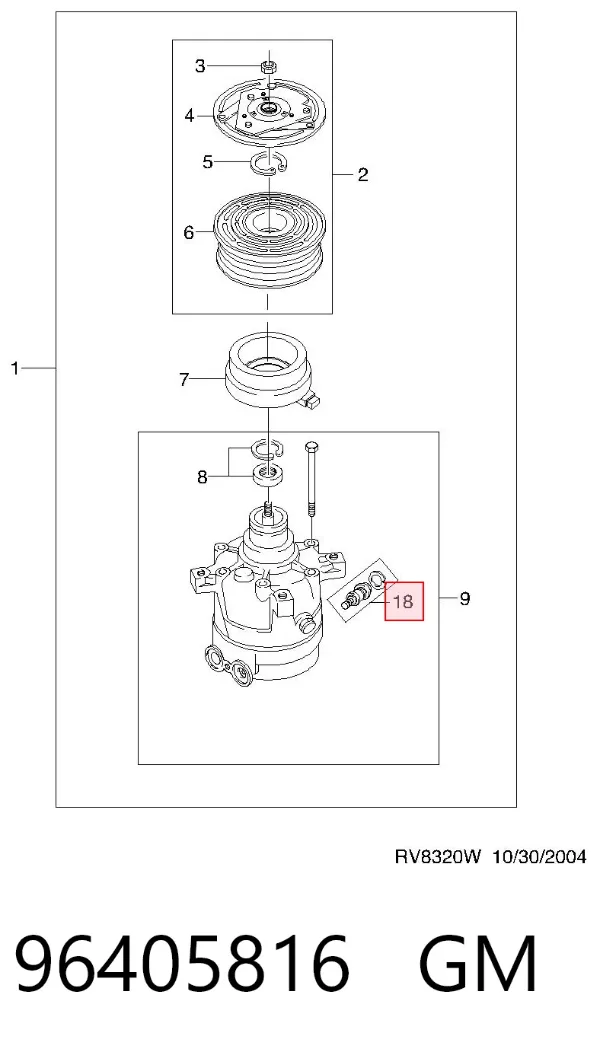 Válvula del compresor de aire acondicionado 96405816 General Motors
