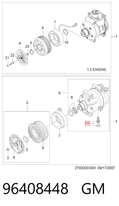 Válvula del compresor de aire acondicionado GM 96408448