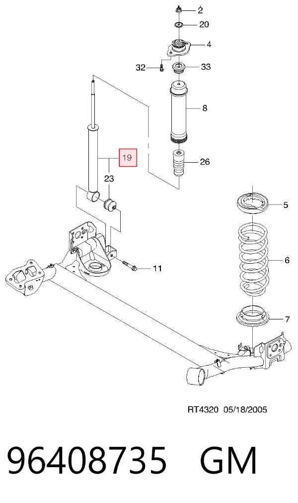 Amortiguador trasero 96408735 General Motors