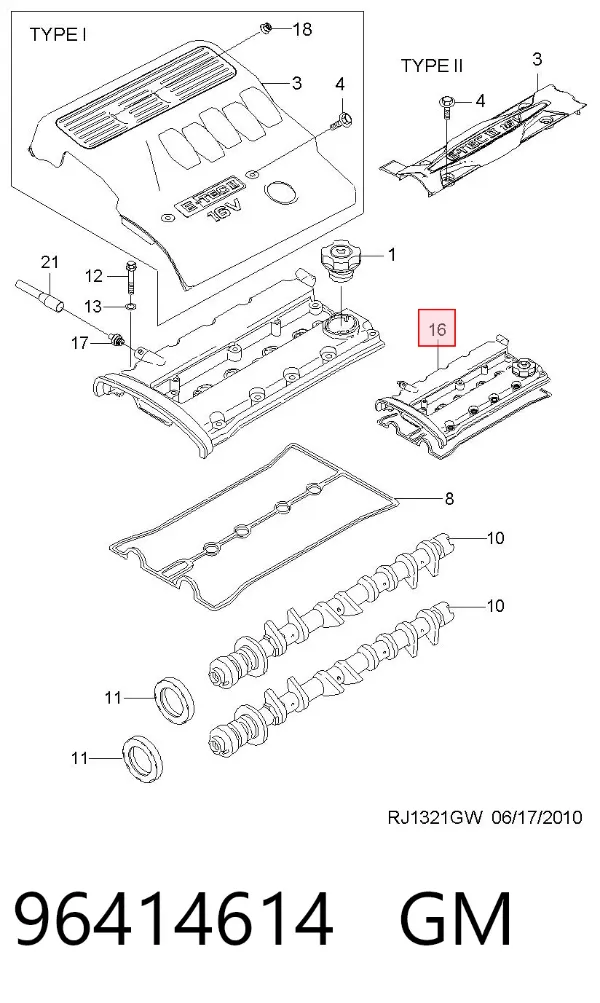 Tapa de balancines 96414614 General Motors