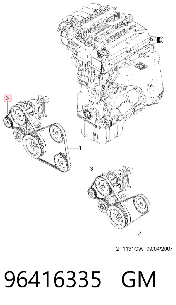 Correa de alternador 96416335 General Motors